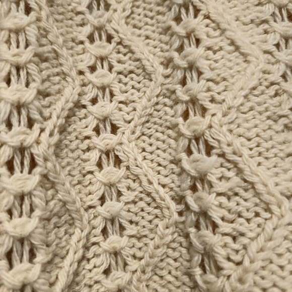 M🎄Pallas Irish Arran Wool Hand knit Cream Knit Cardigan Sweater - Picture 5 of 10